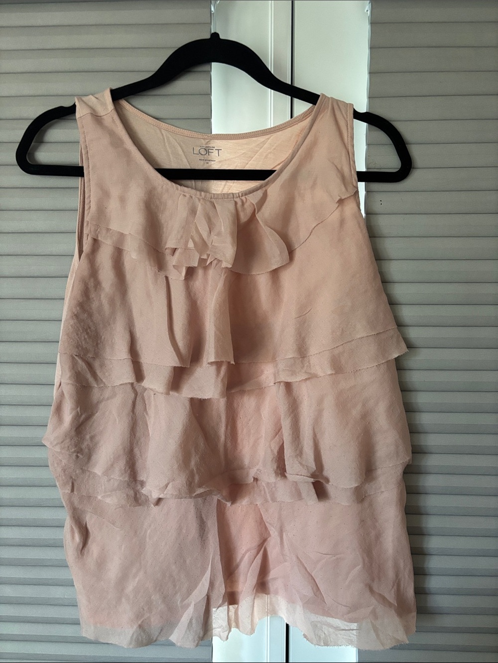 LOFT Light Blush Layered Ruffle Sleeveless Camisole